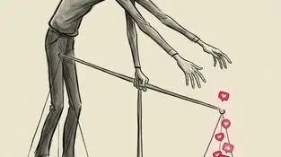 کاریکاتور - وابستگی به لایک و تأیید مجازی