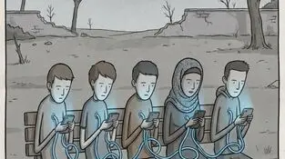 کاریکاتور ـ اعتیاد به شبکه مجازی