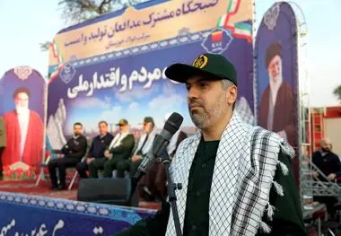 فرمانده حوزه مقاومت بسیج کارگران و کارخانجات شهید دکتر مجید بقایی در صبحگاه مشترک بسیجیان گروه فولاد خوزستان:بسیجیان در جنگ اقتصادی به عنوان ستون فقرات بدنه صنعت در حال تلاش هستند