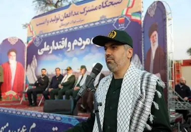 فرمانده حوزه مقاومت بسیج کارگران و کارخانجات شهید دکتر مجید بقایی در صبحگاه مشترک بسیجیان گروه فولاد خوزستان:بسیجیان در جنگ اقتصادی به عنوان ستون فقرات بدنه صنعت در حال تلاش هستند